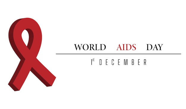 Vektor banner zum welt-aids-tag mit 3d-bandobjekt