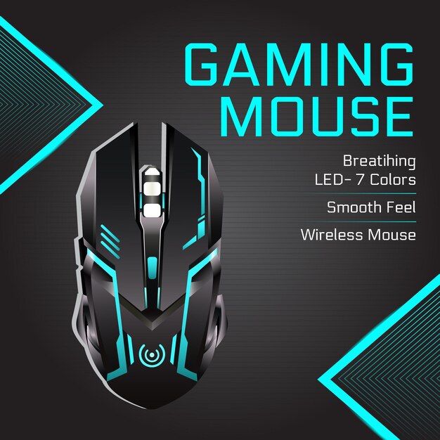 Vektor bannerdesign der gaming-maus-vorlage