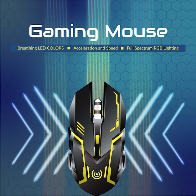 Vektor bannerdesign der gaming-maus-vorlage