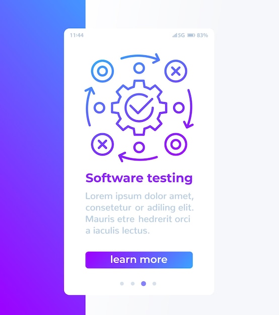 Bannerdesign für softwaretests mit liniensymbol