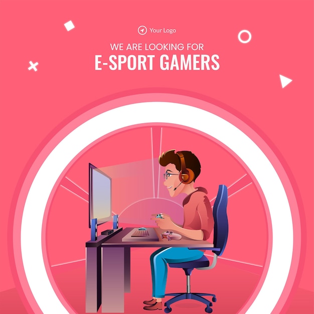 Bannerdesign von wir suchen eine vorlage für e-sport-gamer