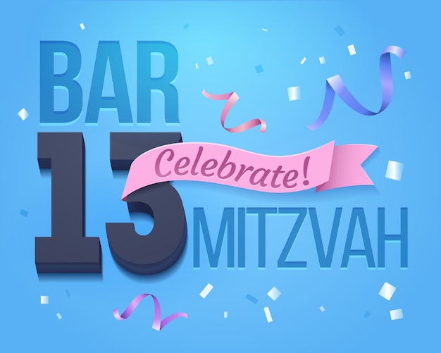 Bar mizwa einladungskarte. grußkarte für einen jüdischen jungen bar mizwa in seinem 13. jahrestag.