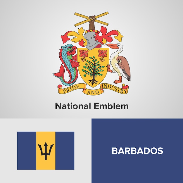 Barbados-karten-flagge und nationales emblem