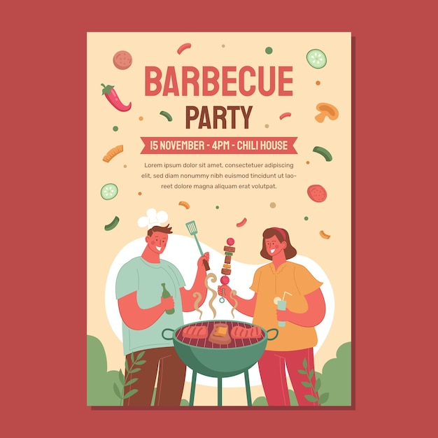 Vektor barbecue-barbecue-party-flyer