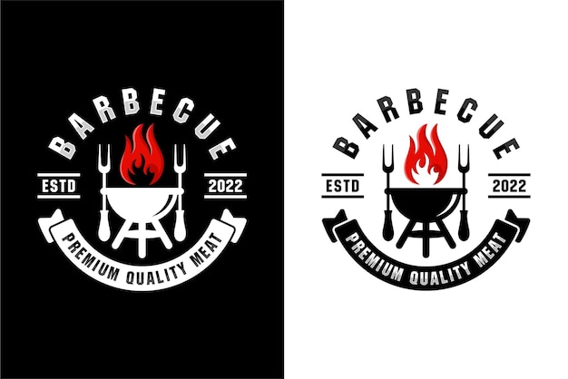 Barbecue-grill premium-qualität fleisch-design-logo-kollektion
