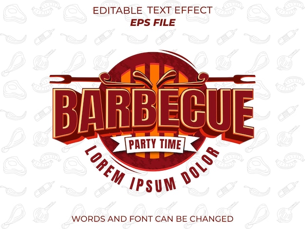 Vektor barbecue-text-effekt-schriftart bearbeitbare typographie 3d-textvektor-vorlage