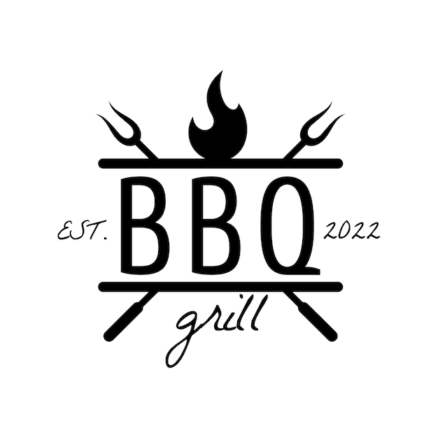 Barbeque-grill-restaurant-logo-vorlage mit schwarzem vintage-farbstil