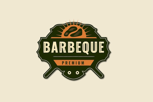 Barbeque Meet Emblem Premium-Logo-Stempel