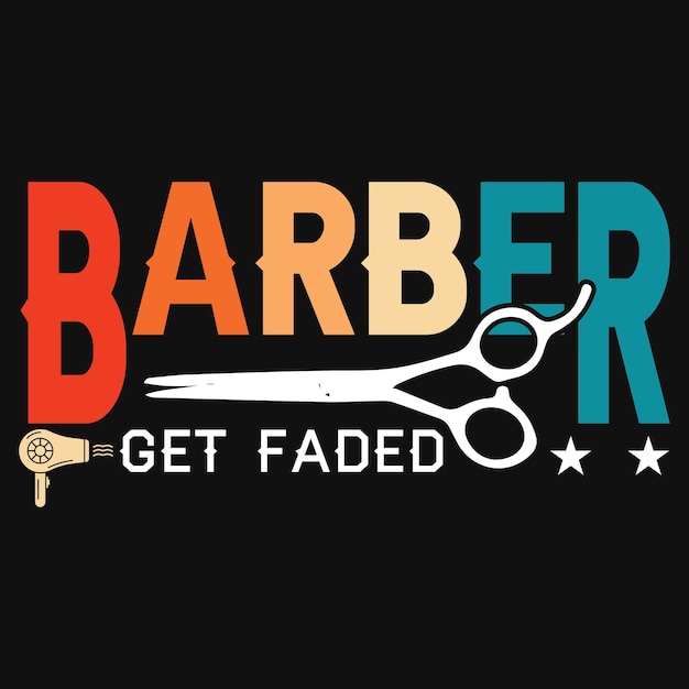 Barber bekommt verblasstes t-shirt-design