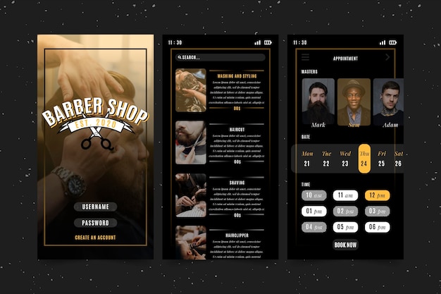 Vektor barber shop buchungs-app