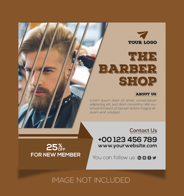 Barber Shop Social Media Post Banner Designvorlage