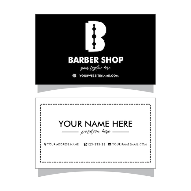 Barber Shop Visitenkarte und Herrensalon oder Barber Shop Logo schwarz und weiß