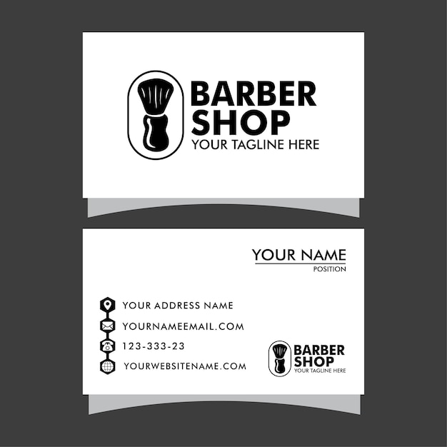 Barber Shop Visitenkarte und Herrensalon oder Barber Shop Logo schwarz und weiß