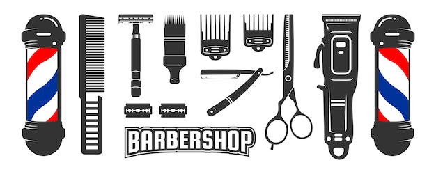 Barbershop-ausrüstungs-vektor-set