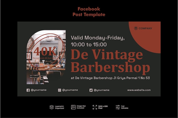 Vektor barbershop facebook-beitragsvorlage