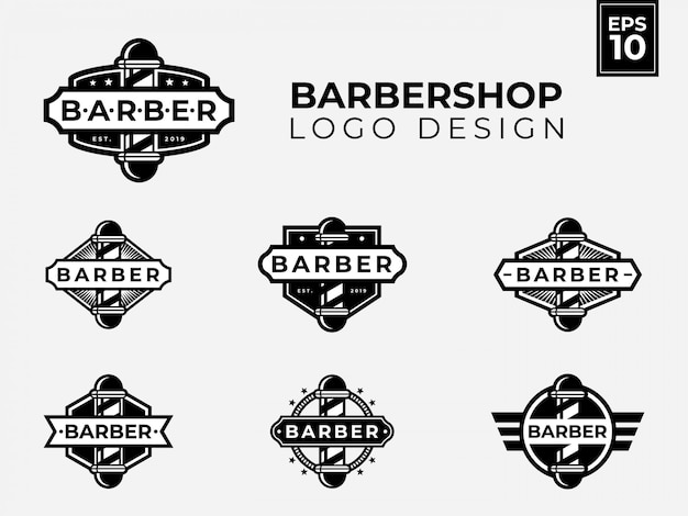 Barbershop logo design mit vintage und retro-stil für ihre barber bsiness