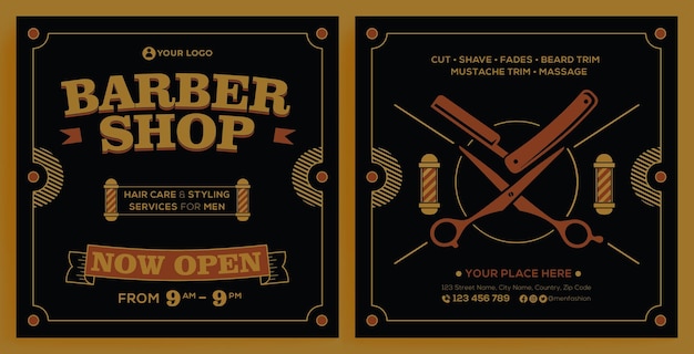 Barbershop promotion feed instagram vorlage im modernen design-stil