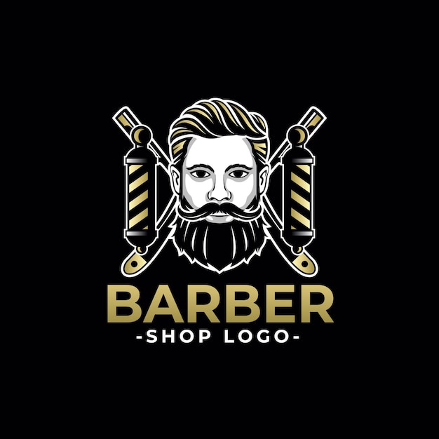 Barbershop royal gold template logo