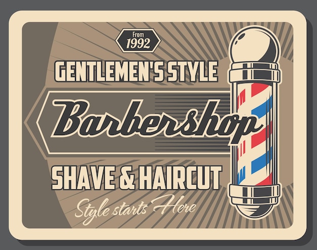 Vektor barbershop-service retro-poster im gentlemen-stil