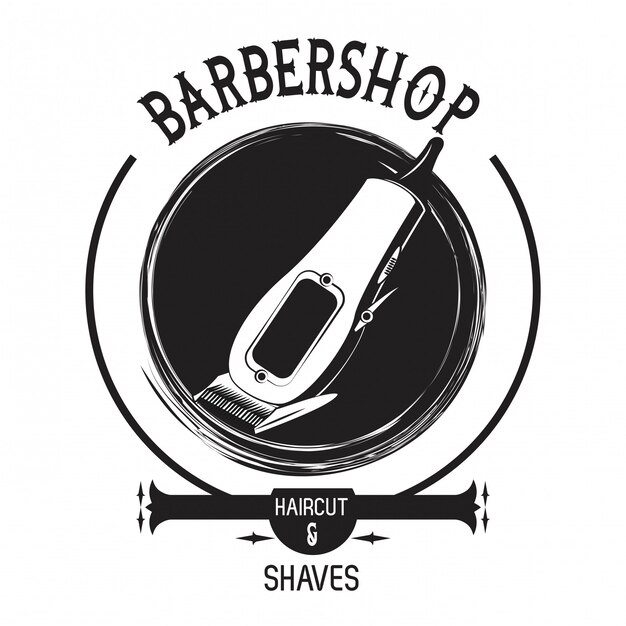 Barbershop vintage schwarz-weiß-emblem