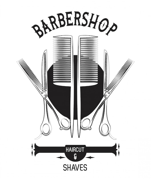 Barbershop vintage schwarz-weiß-emblem