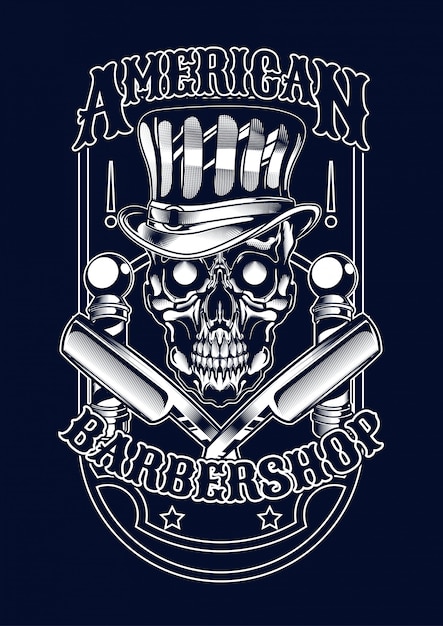 Vektor barberskull illustration für t-shirt