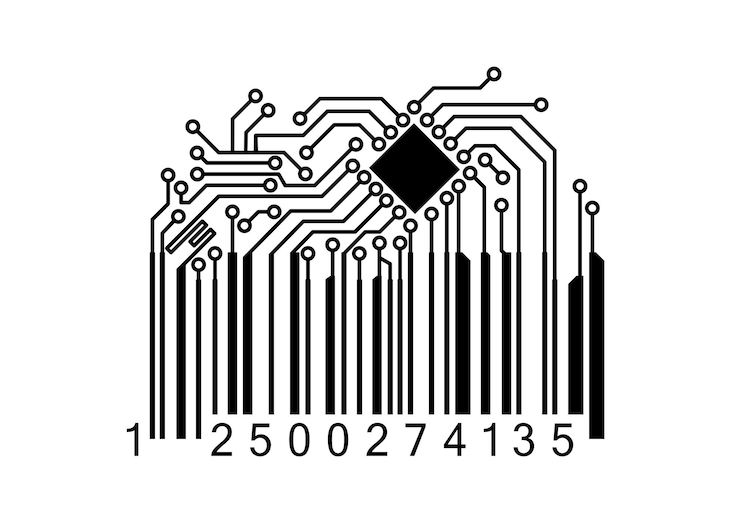 Vektor barcode mit computerchip