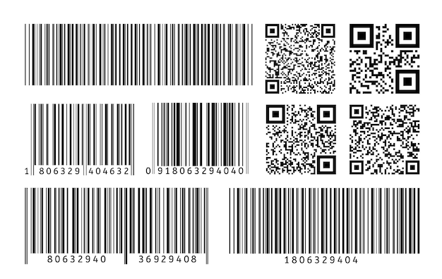 Barcode qr-code-vorlage gestreiften code zur digitalen identifizierung scannen vektor-barcode-aufkleber