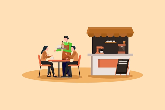 Barista macht Kaffee-Konzept Farbige flache Vektor-Illustration isoliert