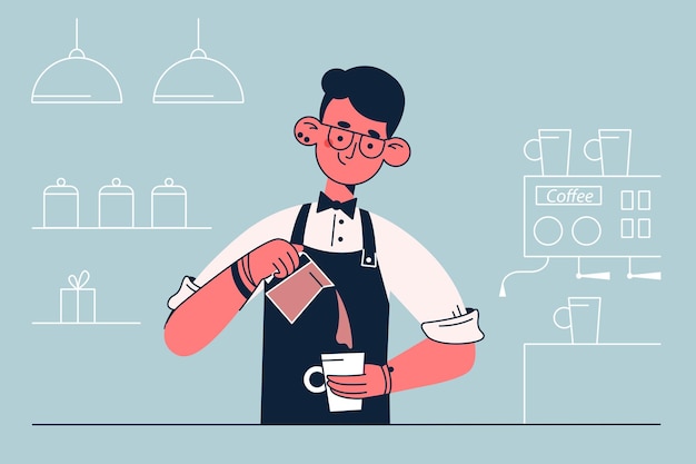 Vektor barista während der arbeitsillustration