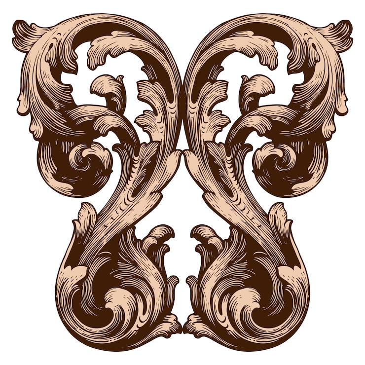 Vektor barock florale zierrand ecke, filigran
