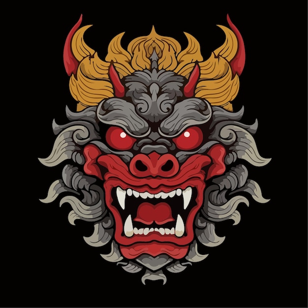 Barong-vektorillustration einfaches design des indonesischen barong