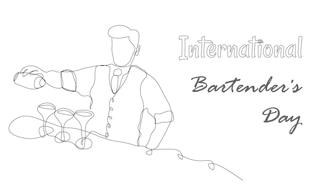 Bartenders Day einfache Vektorillustration Barmann