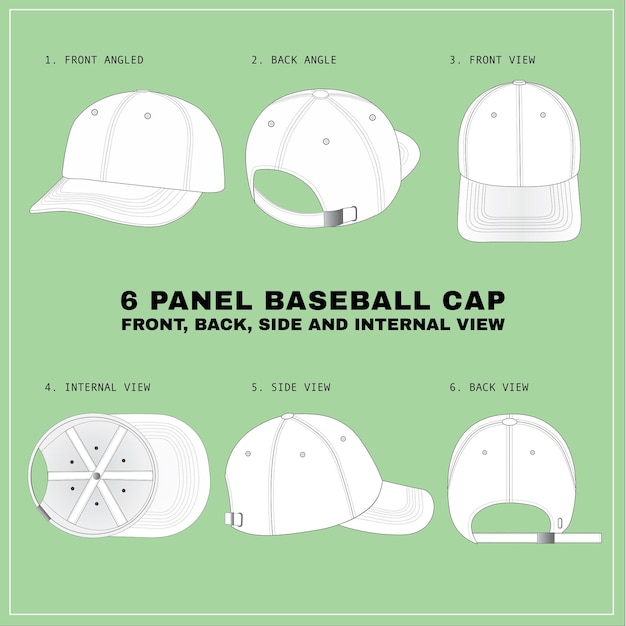 Baseball 6 panel cap adobe illustrator vektor