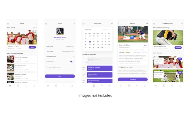 Baseball academy und club app und ui-kit-vorlage