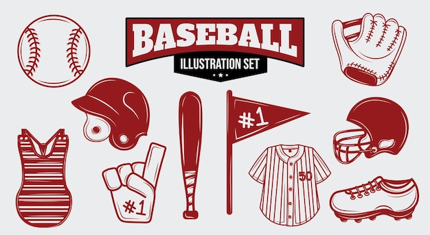 Baseball-illustrationssatz