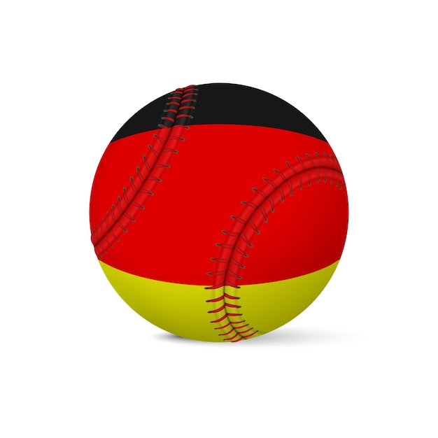 Baseball mit flagge von deutschland, lokalisiert auf weißem hintergrund.