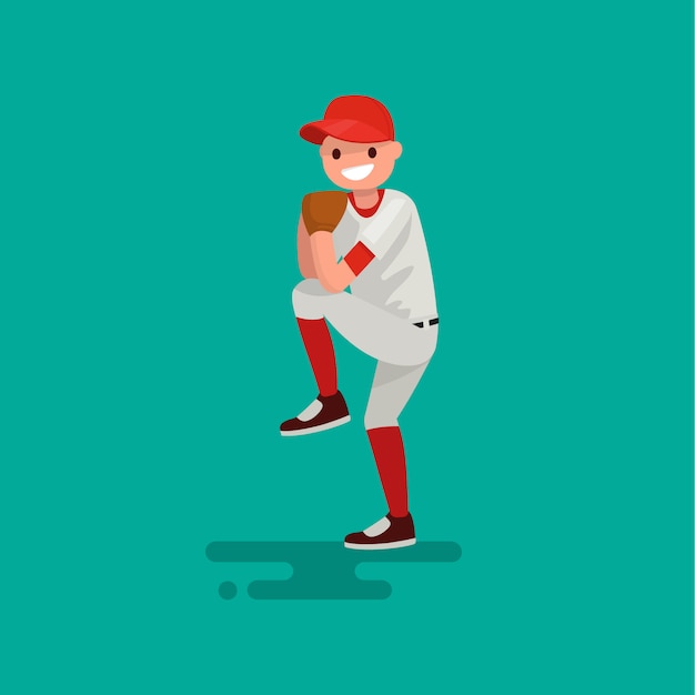 Baseball pitcher spieler wirft die ballillustration