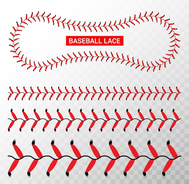 Baseball roter Spitzennahtfaden. Base Ball Vektor-Illustration Spitzenstich.