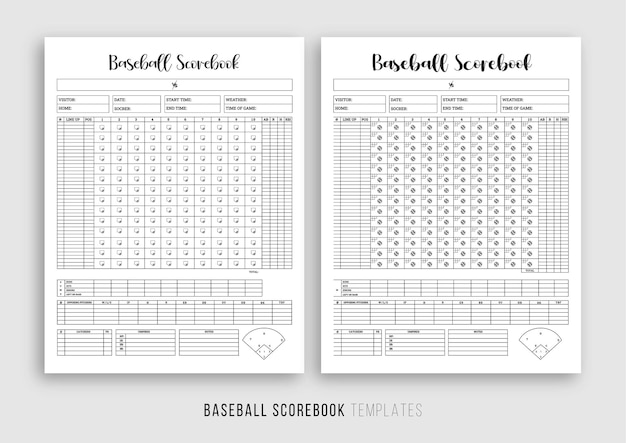 Vektor baseball-scorebook-vorlage