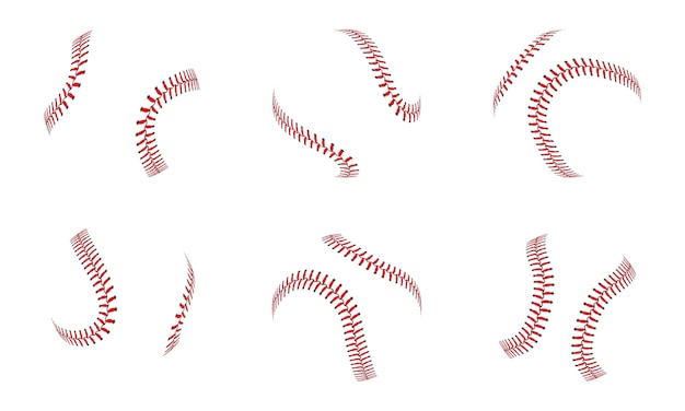 Baseball-Softball-Spitze in Ballform Softball-Nähte Grafische Basis Logo realistische Elemente abstrakte amerikanische Sport-Silhouette Leder harten Stich Vektor-Illustration isolierter Hintergrund