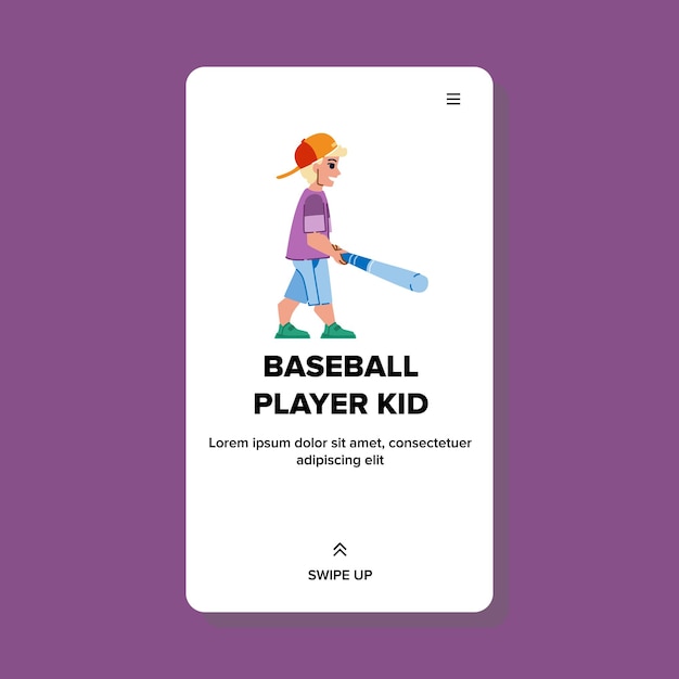 Baseball-spieler-kind-vektor