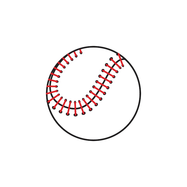 Baseballball auf weißem Hintergrund einfache Vektorlogokunst für Turnierillustration