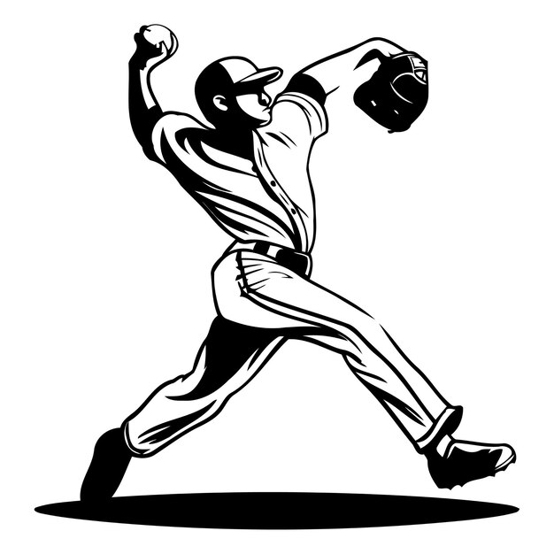 Vektor baseballspieler in aktion vektorillustration eines baseballspielers in aktion