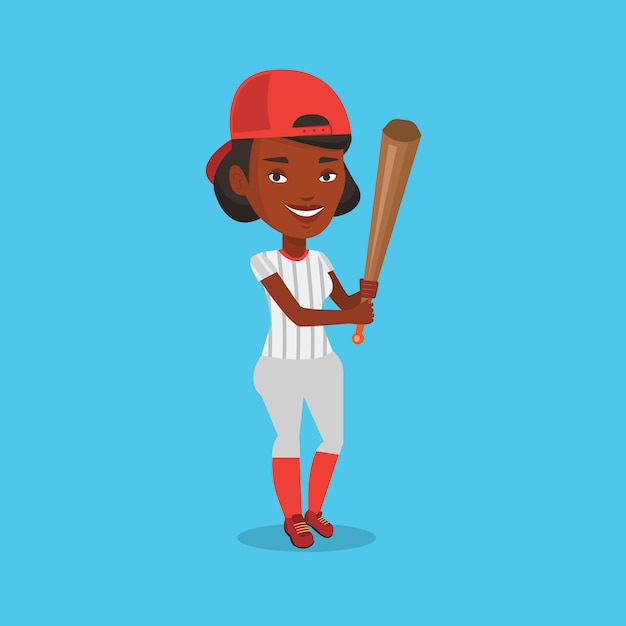 Baseballspieler mit fledermausvektorillustration.