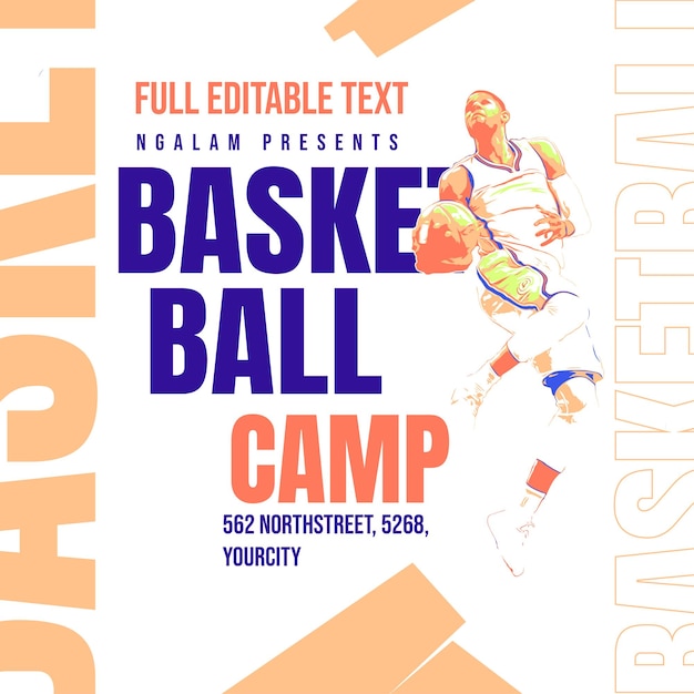 Vektor basketball camp flyer vorlage