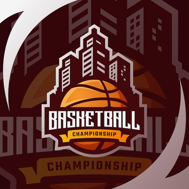 Basketball esport und sport logo emblem premium-vektor