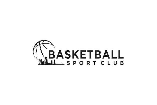 Basketball-logo-design ballsport stadtsilhouette wolkenkratzer-silhouette urban