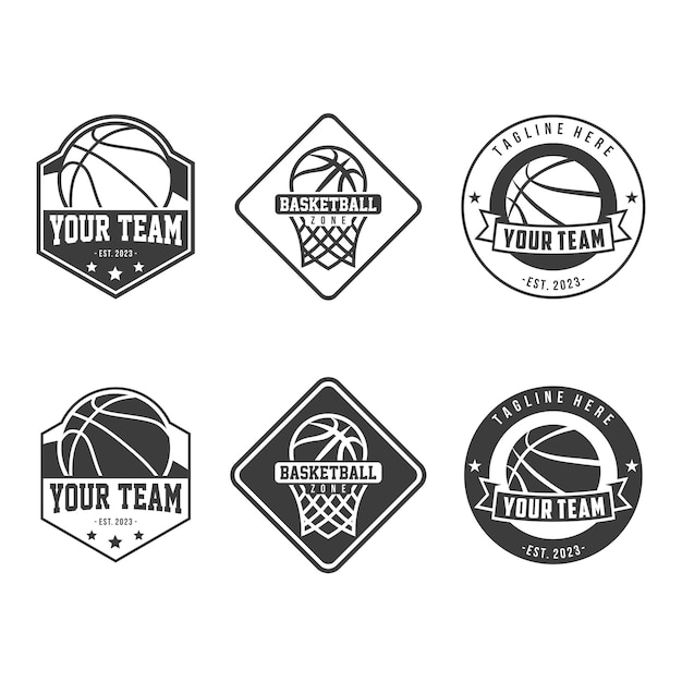 Basketball-Logo-Sportemblem-Set-Sammlung Basketball-Vektor-Illustration