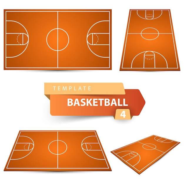 Basketball Platz. Vier Gegenstände Sport Vorlage.